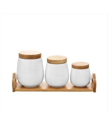 FG HAUS set kuhinjskih posuda 3/1 keramika i bambus BR-2404